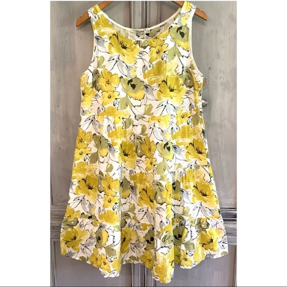 Valentina Dresses & Skirts - Valentina Naldi Yellow Floral Linen Dress Made in Italy Sz M